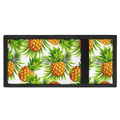 White Tropical Pineapple Pattern Print Trifold Wallet