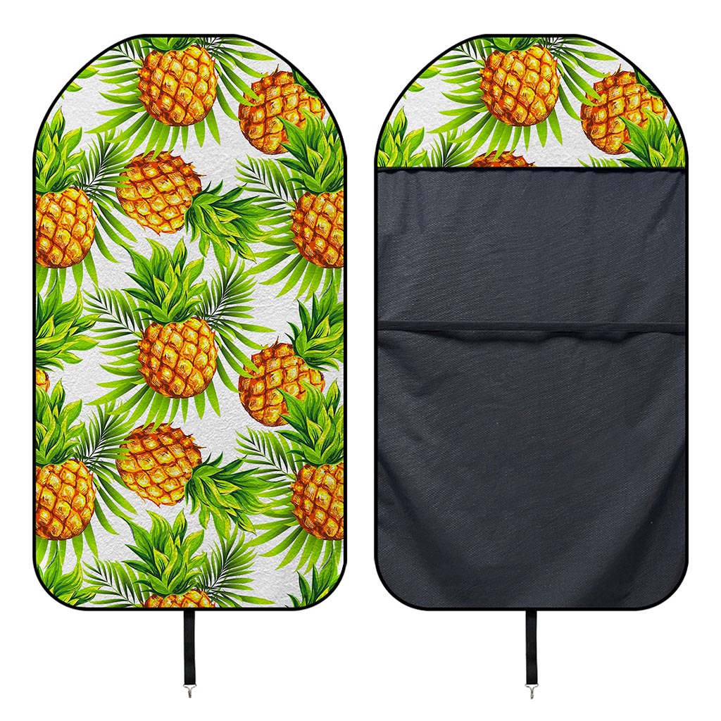 White Tropical Pineapple Pattern Print Waterproof Car Seat Cover