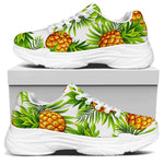 White Tropical Pineapple Pattern Print White Chunky Shoes