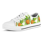 White Tropical Pineapple Pattern Print White Low Top Sneakers