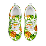 White Tropical Pineapple Pattern Print White Running Shoes