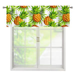 White Tropical Pineapple Pattern Print Window Valance