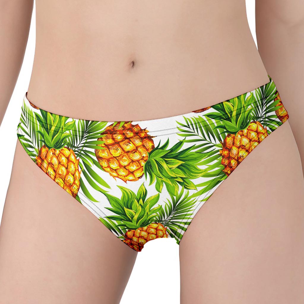 White Tropical Pineapple Pattern Print Women's Panties