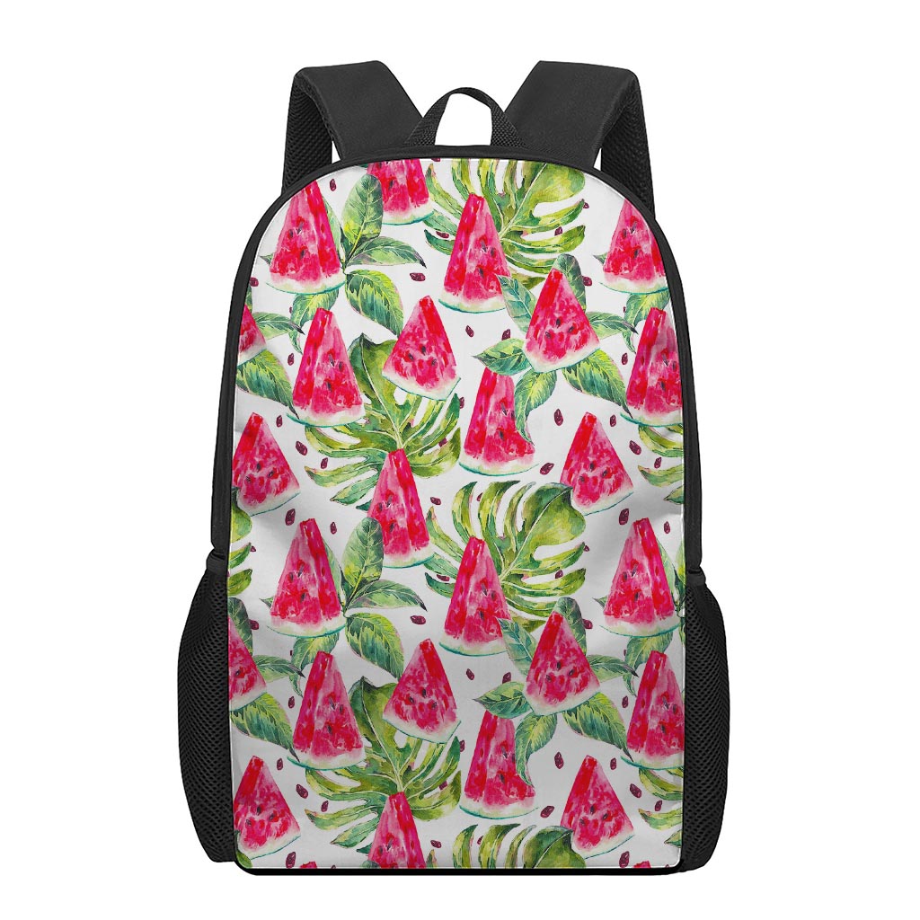 White Tropical Watermelon Pattern Print 17 Inch Backpack