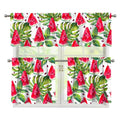 White Tropical Watermelon Pattern Print 3 Piece Kitchen Curtains