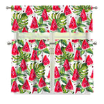 White Tropical Watermelon Pattern Print 3 Piece Kitchen Curtains