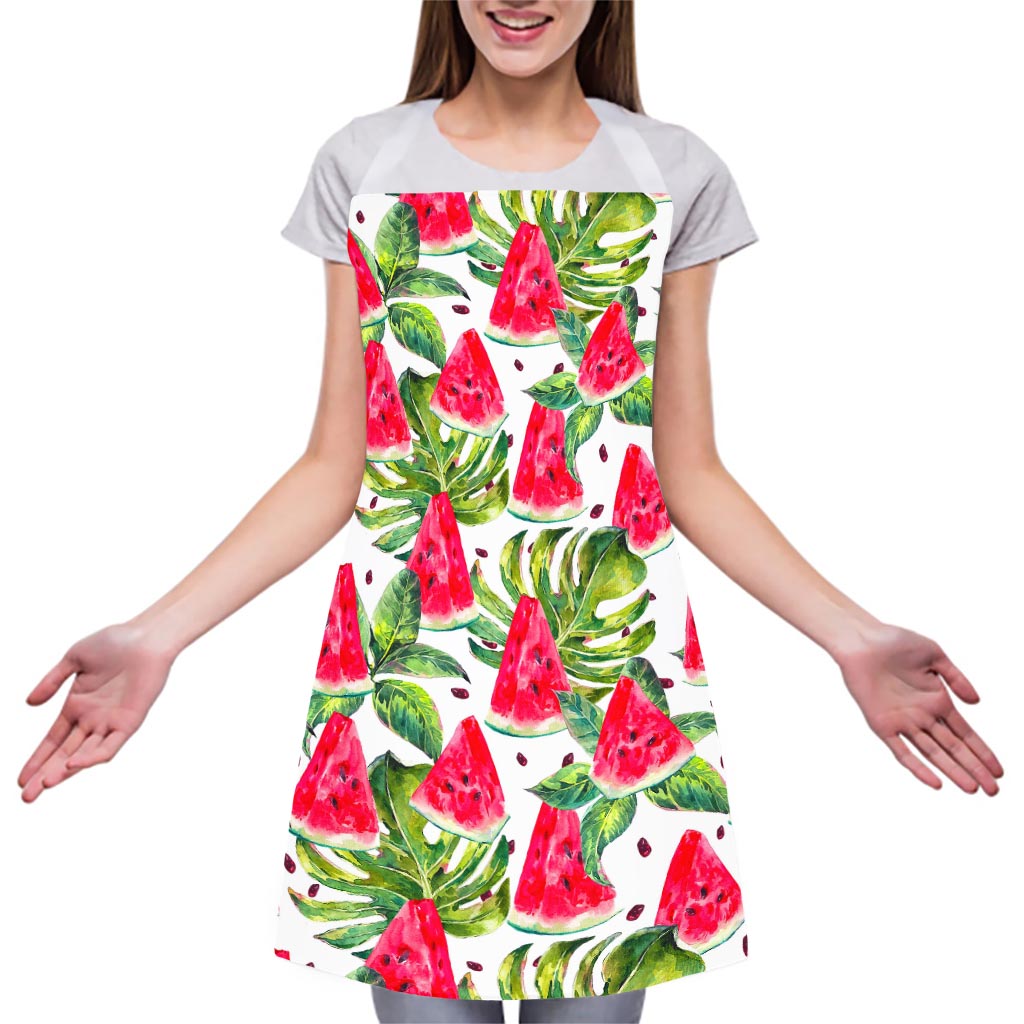 White Tropical Watermelon Pattern Print Adjustable Apron