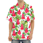White Tropical Watermelon Pattern Print Aloha Shirt