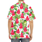 White Tropical Watermelon Pattern Print Aloha Shirt