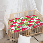 White Tropical Watermelon Pattern Print Baby Crib Sheet