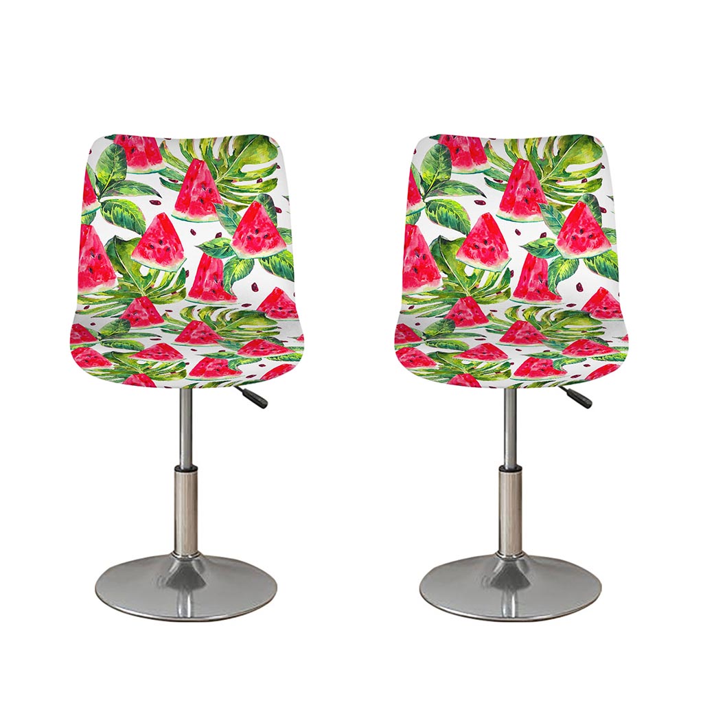 White Tropical Watermelon Pattern Print Bar Stool Covers