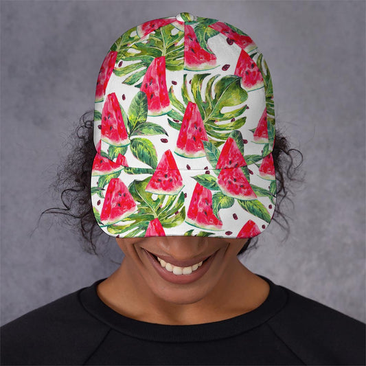 White Tropical Watermelon Pattern Print Baseball Cap