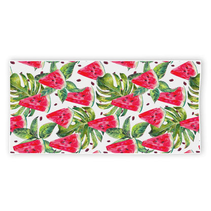 White Tropical Watermelon Pattern Print Beach Towel