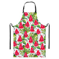 White Tropical Watermelon Pattern Print Bib Apron With Pocket