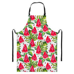 White Tropical Watermelon Pattern Print Bib Apron With Pocket