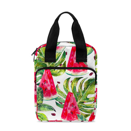 White Tropical Watermelon Pattern Print Bible Tote Bag