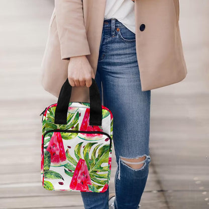 White Tropical Watermelon Pattern Print Bible Tote Bag