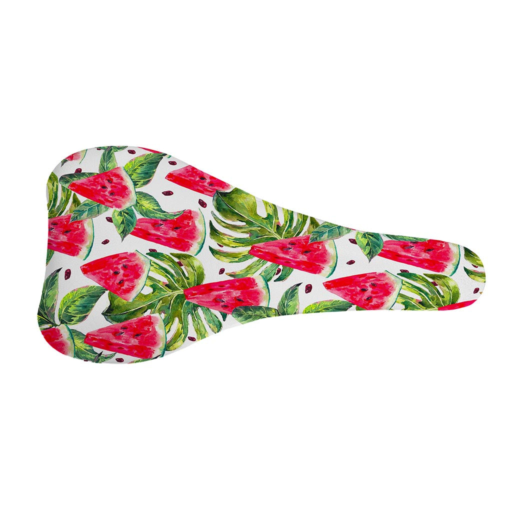White Tropical Watermelon Pattern Print Bicycle Seat Cover