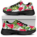 White Tropical Watermelon Pattern Print Black Chunky Shoes