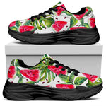White Tropical Watermelon Pattern Print Black Chunky Shoes