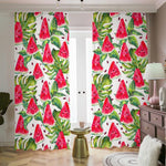 White Tropical Watermelon Pattern Print Blackout Pencil Pleat Curtains