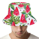 White Tropical Watermelon Pattern Print Bucket Hat