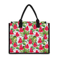 White Tropical Watermelon Pattern Print Canvas Tote Bag
