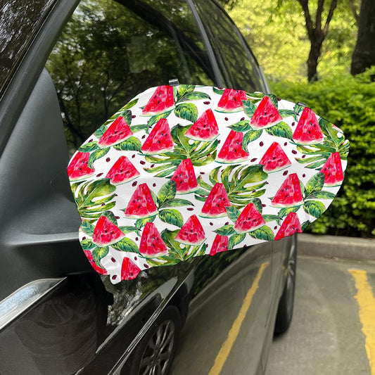 White Tropical Watermelon Pattern Print Car Side Mirror Covers