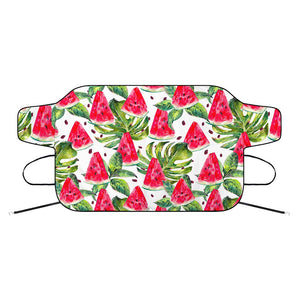 White Tropical Watermelon Pattern Print Car Windshield Snow Cover