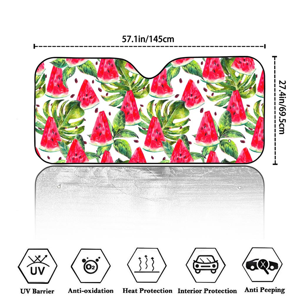 White Tropical Watermelon Pattern Print Car Windshield Sun Shade