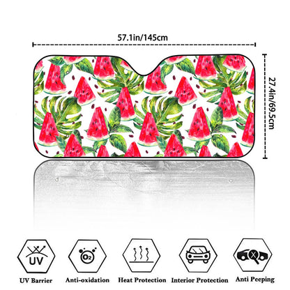 White Tropical Watermelon Pattern Print Car Windshield Sun Shade