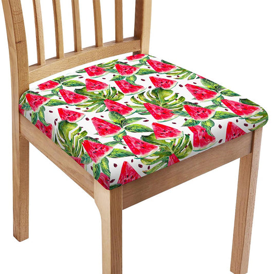 White Tropical Watermelon Pattern Print Chair Cushion Cover