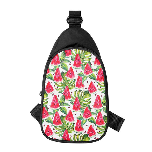 White Tropical Watermelon Pattern Print Chest Bag