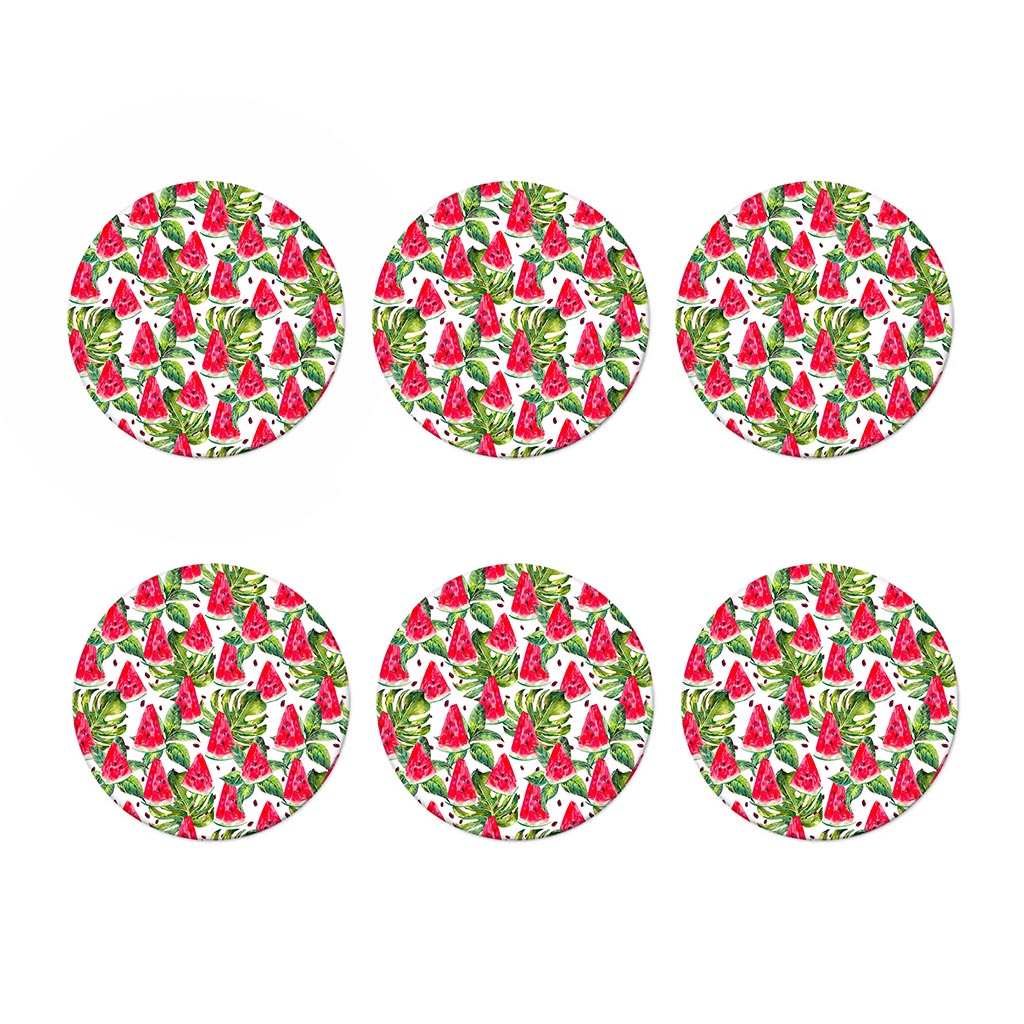 White Tropical Watermelon Pattern Print Coaster Set
