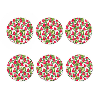 White Tropical Watermelon Pattern Print Coaster Set
