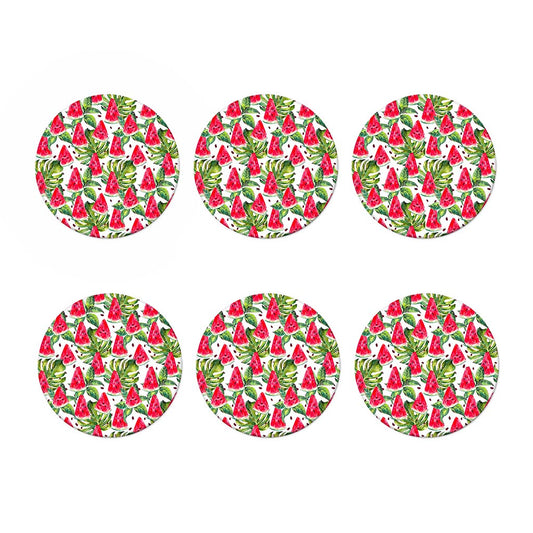 White Tropical Watermelon Pattern Print Coaster Set