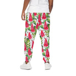 White Tropical Watermelon Pattern Print Cotton Pants