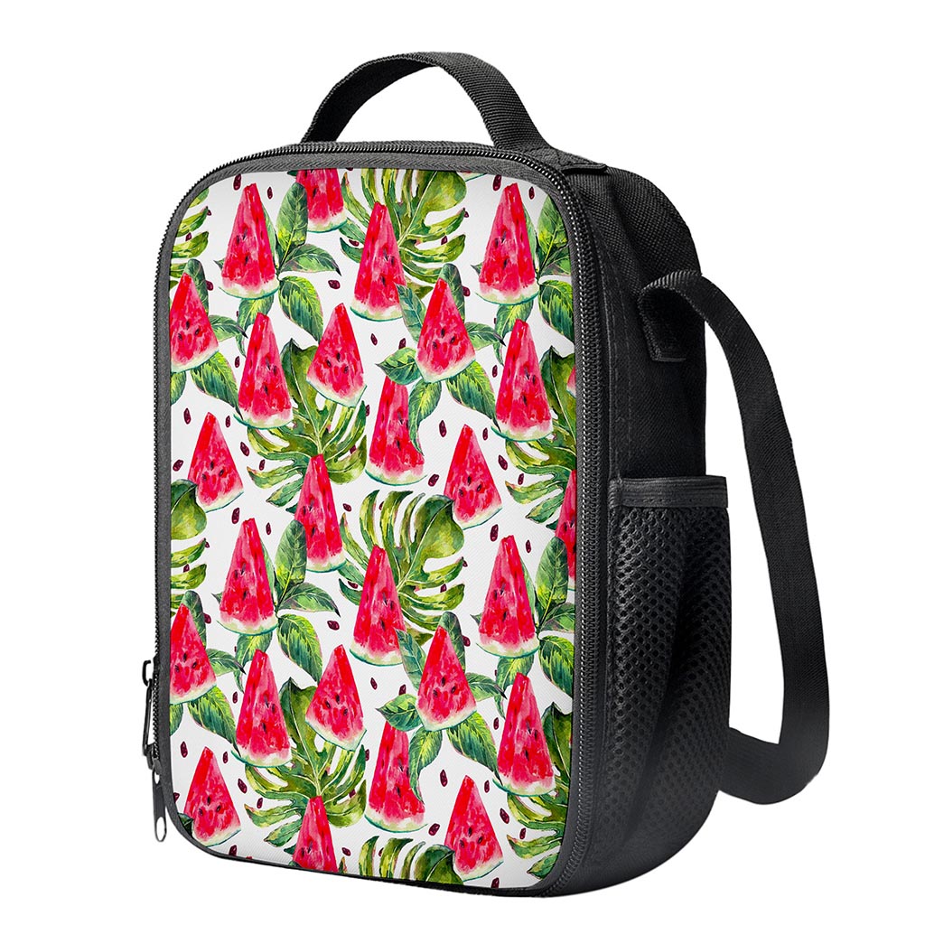 White Tropical Watermelon Pattern Print Crossbody Lunch Bag