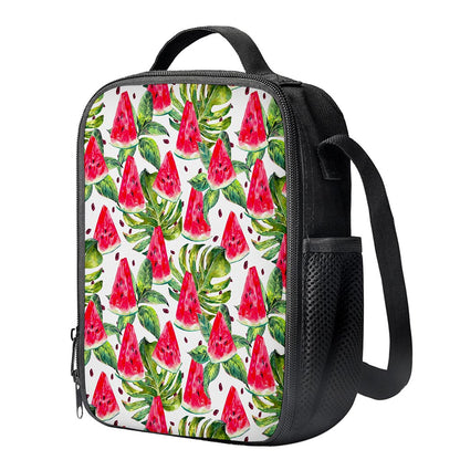 White Tropical Watermelon Pattern Print Crossbody Lunch Bag