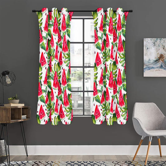 White Tropical Watermelon Pattern Print Curtain