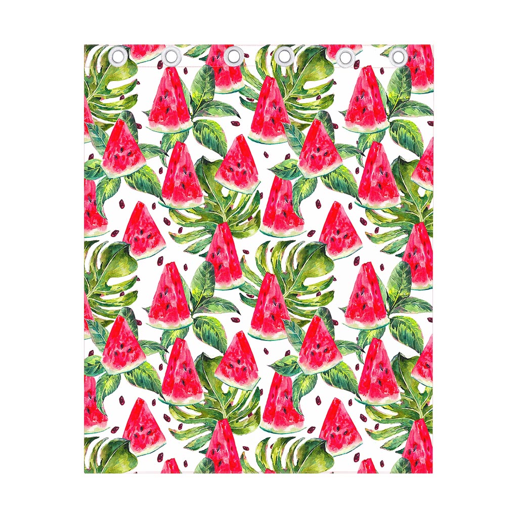 White Tropical Watermelon Pattern Print Curtain