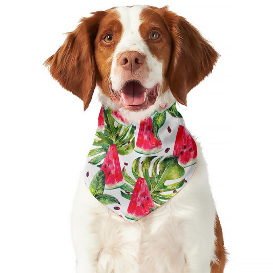 White Tropical Watermelon Pattern Print Dog Bandana