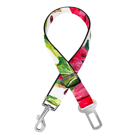 White Tropical Watermelon Pattern Print Dog Seat Belt