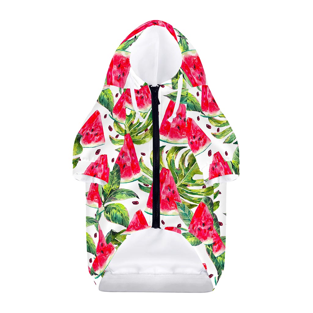 White Tropical Watermelon Pattern Print Dog Zip Up Hoodie