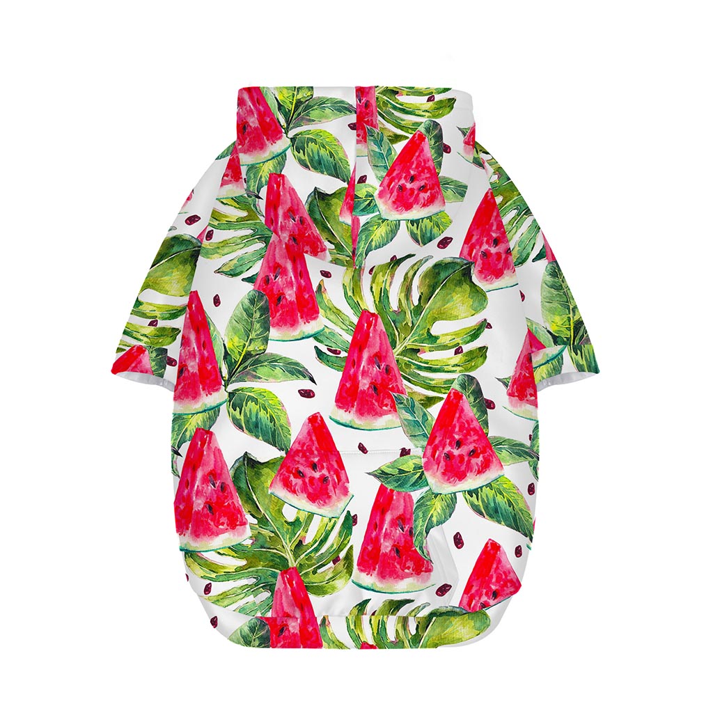 White Tropical Watermelon Pattern Print Dog Zip Up Hoodie