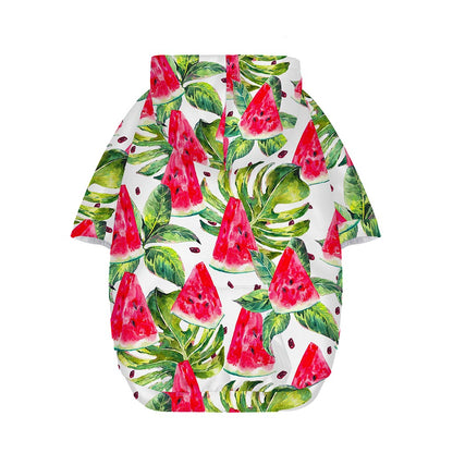 White Tropical Watermelon Pattern Print Dog Zip Up Hoodie