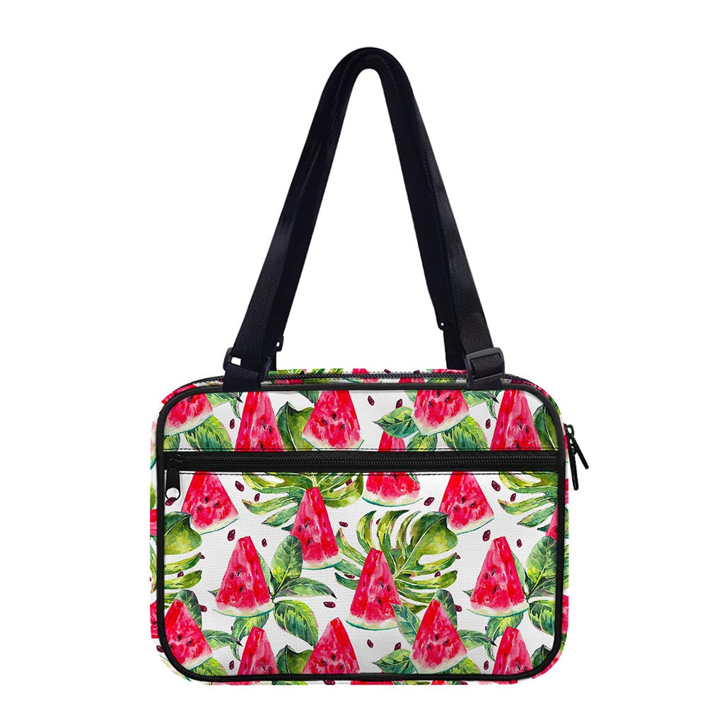 White Tropical Watermelon Pattern Print Double Strap Bible Bag