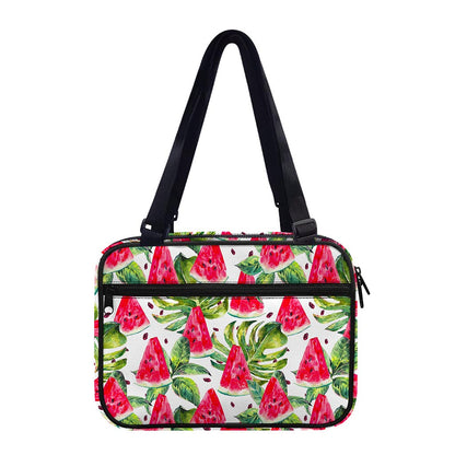 White Tropical Watermelon Pattern Print Double Strap Bible Bag
