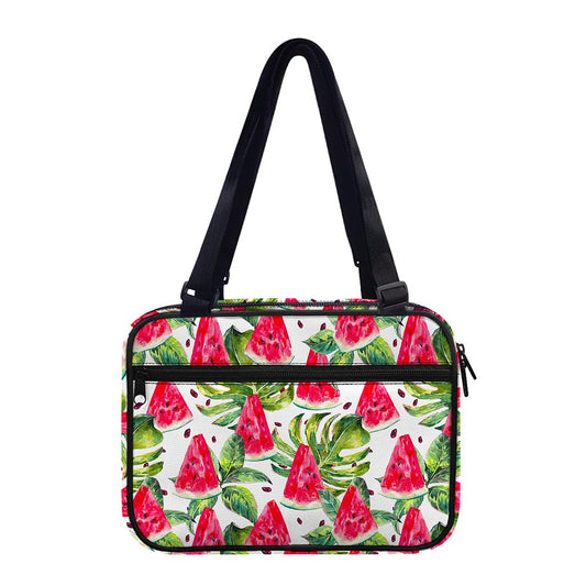 White Tropical Watermelon Pattern Print Double Strap Bible Bag
