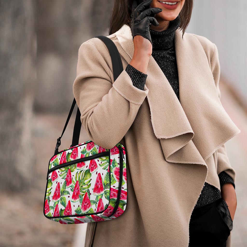 White Tropical Watermelon Pattern Print Double Strap Bible Bag